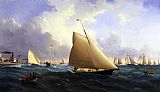 Yacht Canvas Paintings - New York Yacht Club Regatta off New Bedford